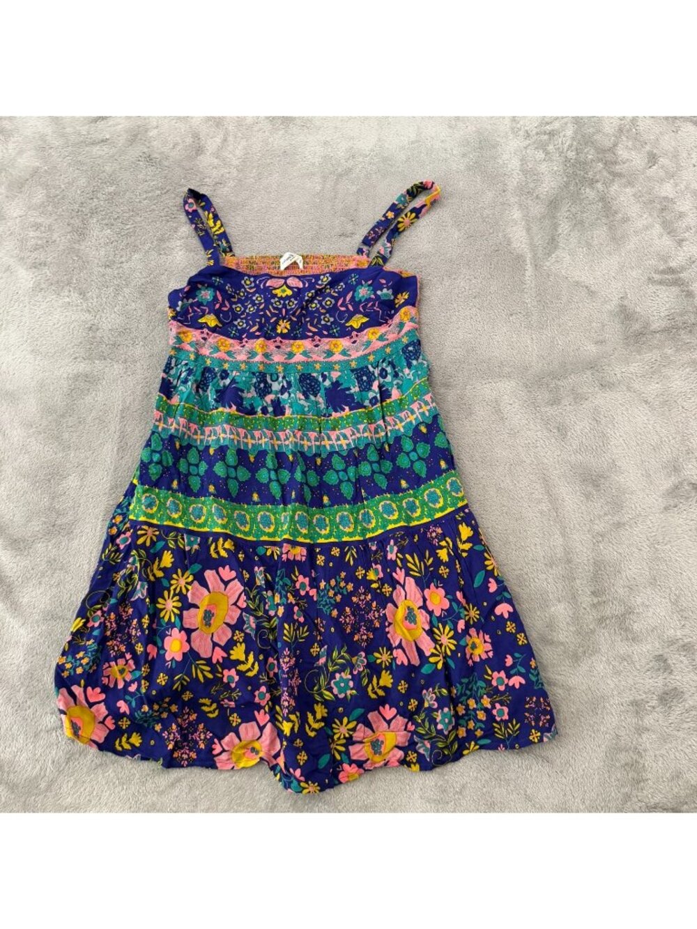 Natural Life Colorful Mini Dress Womens SMALL Boho Peasant Strappy